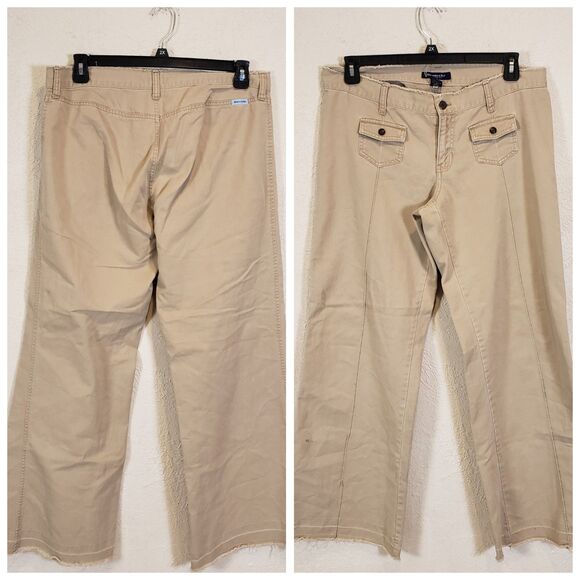 Y2K Abercrombie & Fitch Low Rise Flared Khaki Cargo Pants Women’s Size 12 - Picture 1 of 10